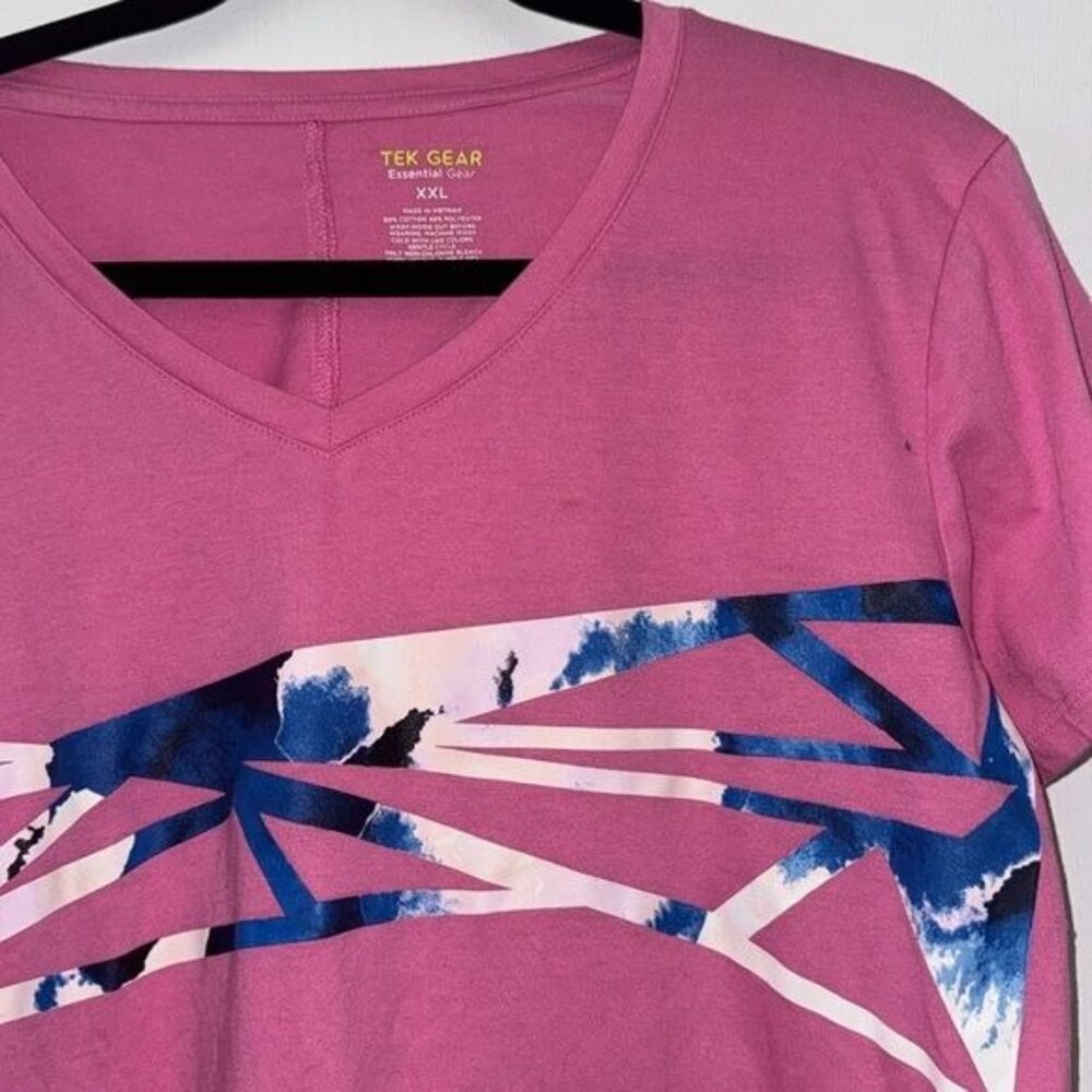 Tek Gear Womens V-Neck Essential Gear Tee XXL Pink With Abstract Graphic - Picture 3 of 6
